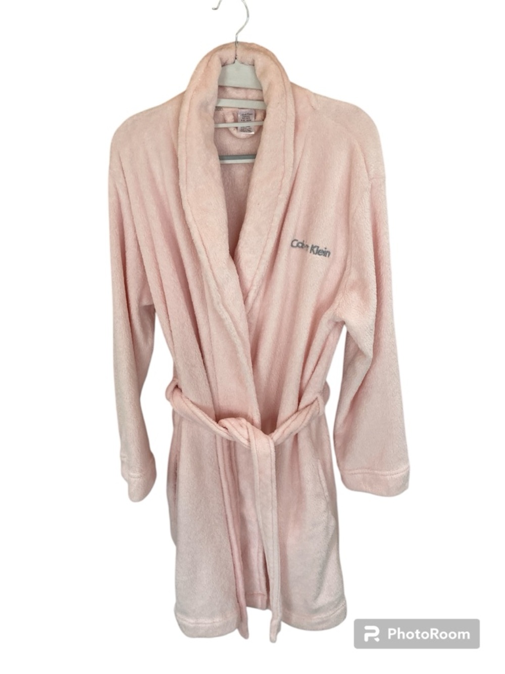 Calvin Klein Light Pink Plush Bathrobe with Belt